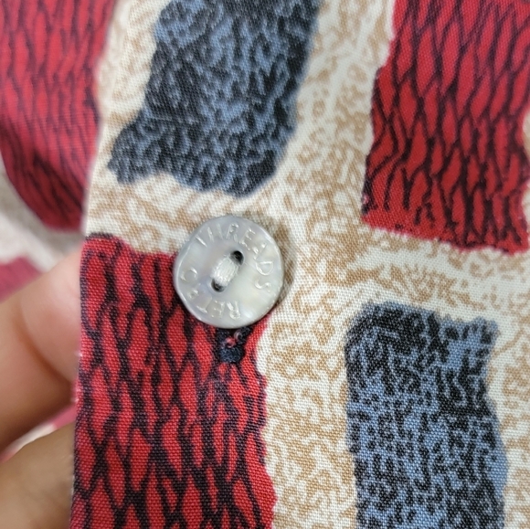Retro Threads Red/Blue Color Block Button Front Shirt Sz XL Short Sleeve Lyocell - Picture 11 of 12